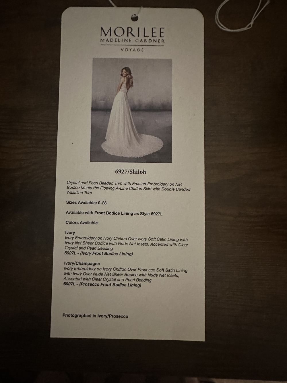Mori Lee Ivory/Champagne A-Line Wedding Dress Tag - Shiloh 6927